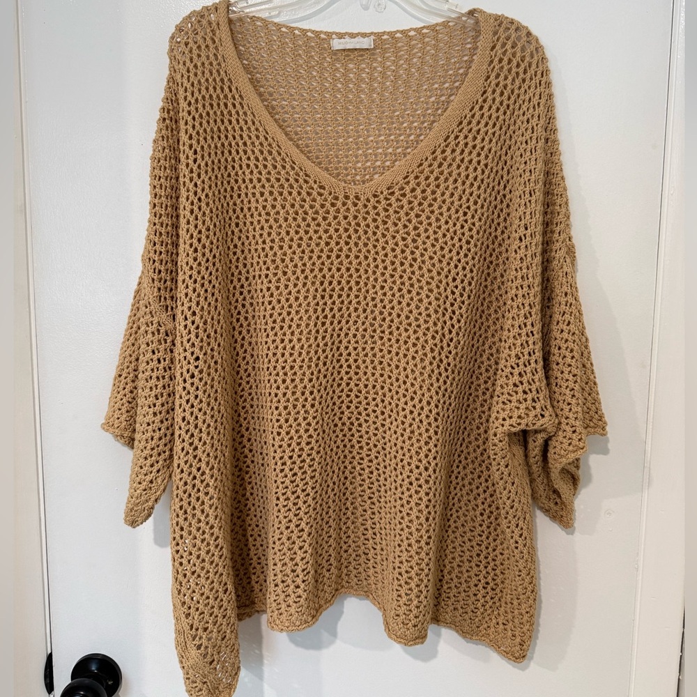 Milio Milano Drop Shoulder Crochet Sweater